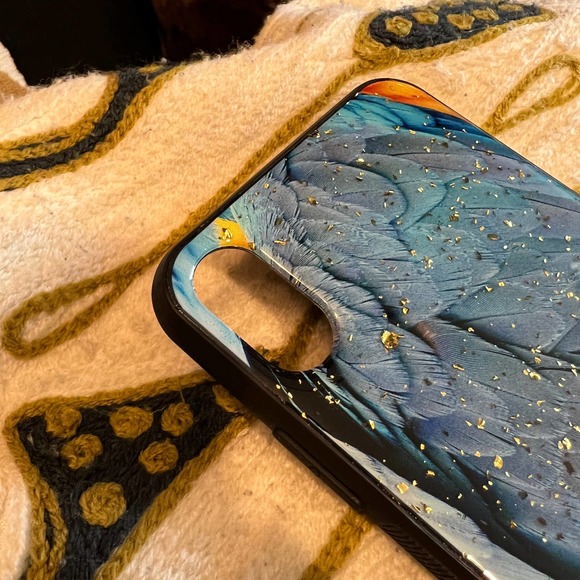 iPhone XS Max Case Blue Peacock Feather Print Cover NEW - Picture 3 of 4